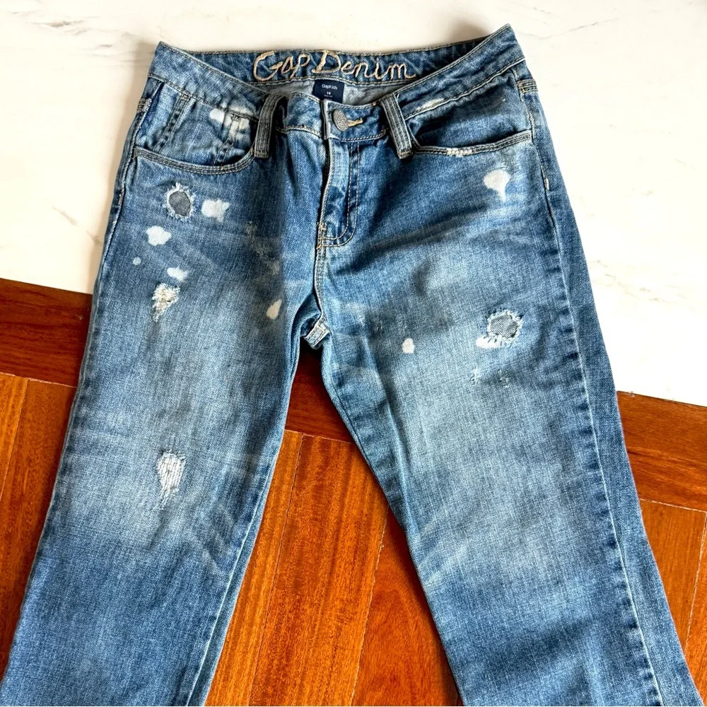 Gap Big Girls Bermuda Denim Capri Jeans Pants Shorts Size 14 Distressed Jeans